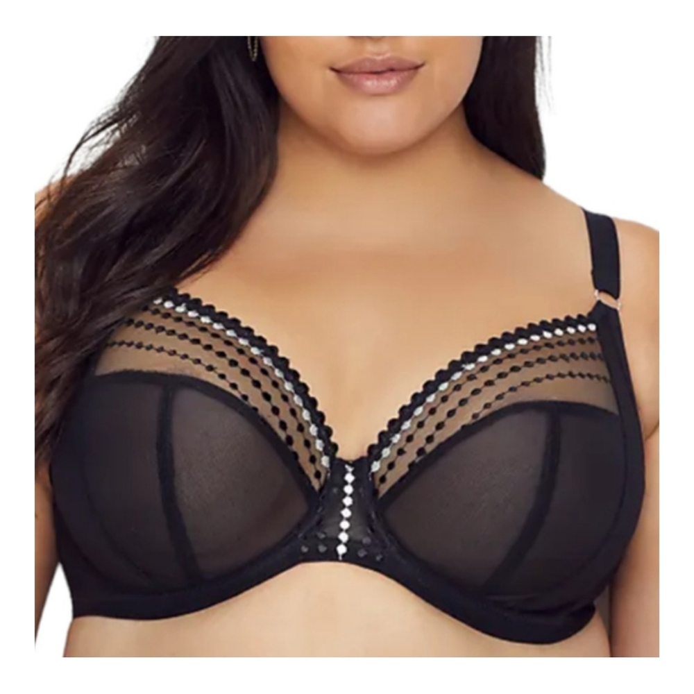 NWOT Elomi Unlined Dot Bra 38DD, 38J Black